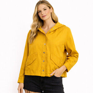 Rag & Bone Hannah Cropped Hooded Jacket Mustard Yellow Oversized Size XS